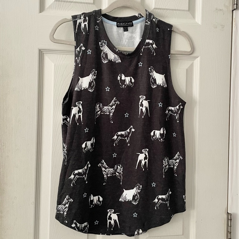 P.j.salvage top stretchy SP dog printed euc womens